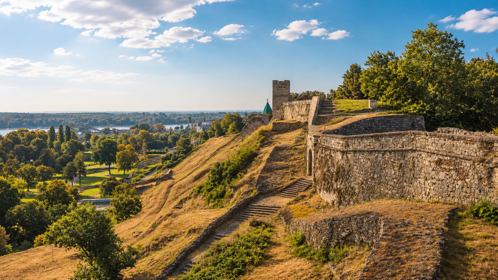 The Kalemegdan fortress above the rivers in Belgrade