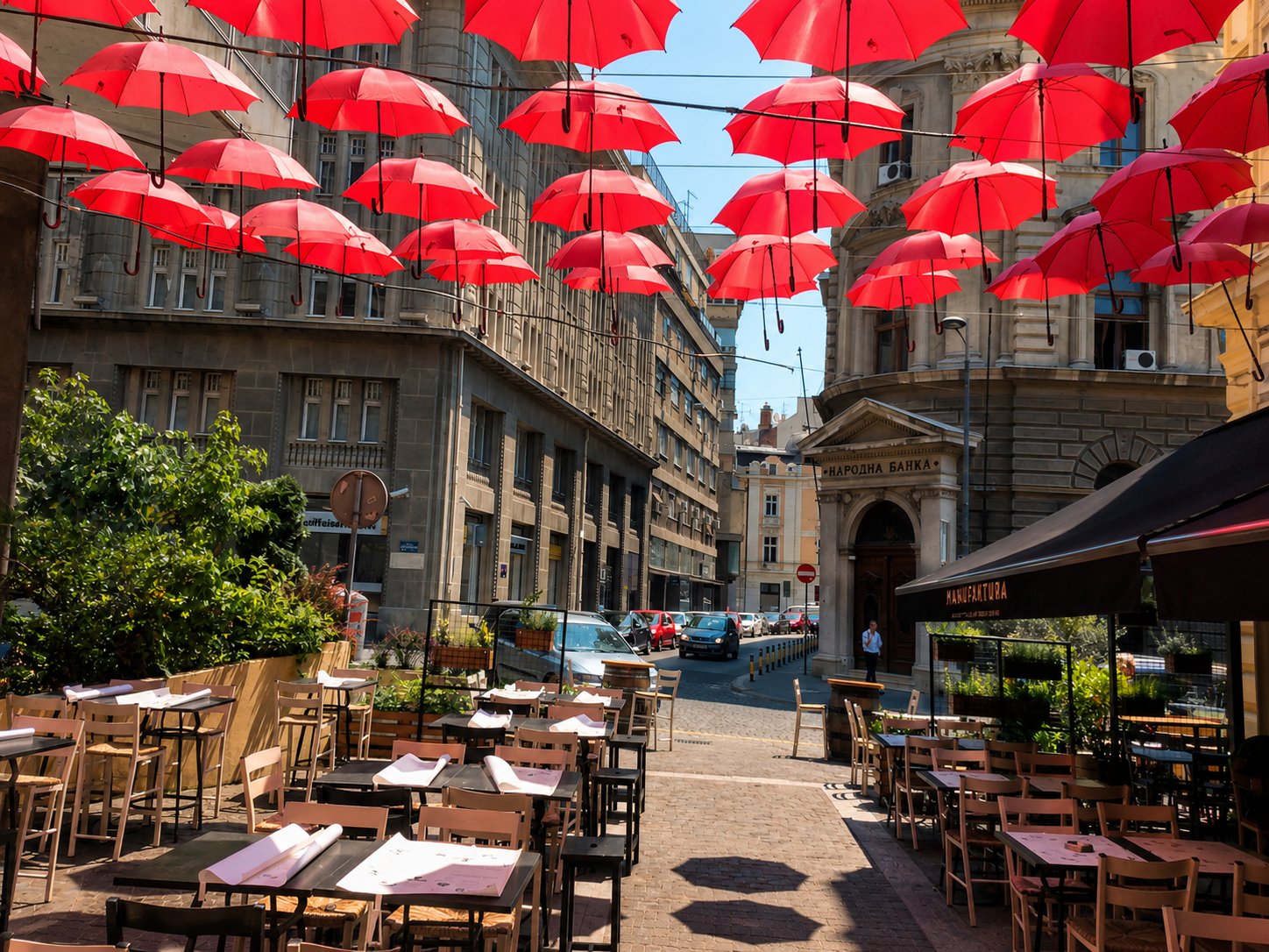 Restaurant terraces in Belgrade’s old town